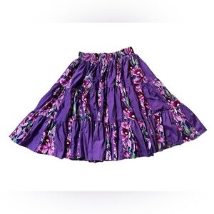 Vintage Hawaiian, purple cotton floral skirt, large